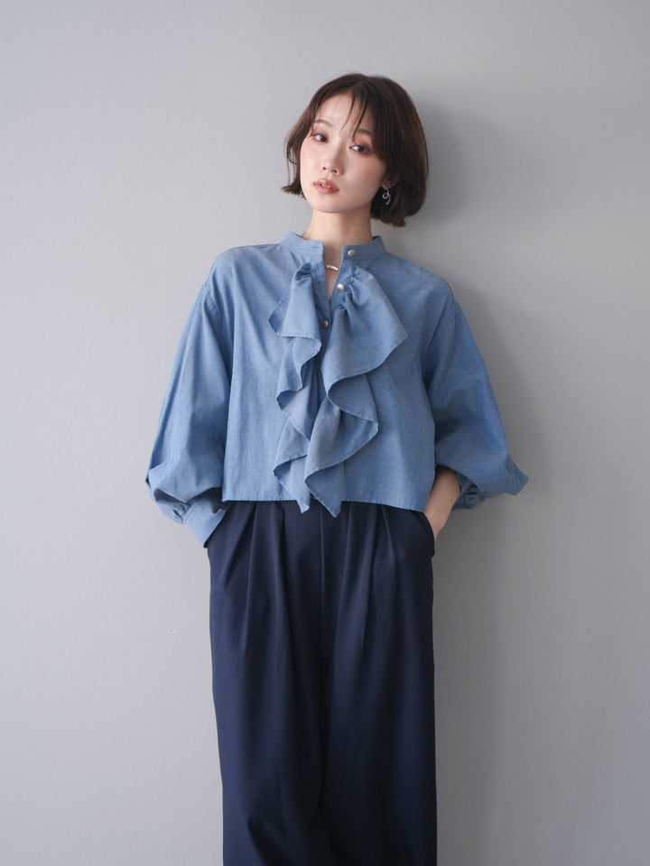 [SET]ラッフルフレアショートブラウス+ラッフルフレアショートブラウス(2set)