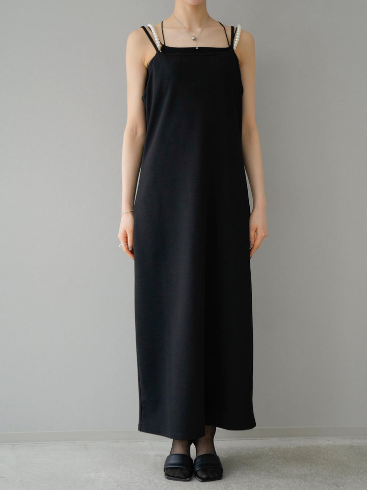 [Pre-order] Pearl Chain 2WAY Camisole Dress/Black