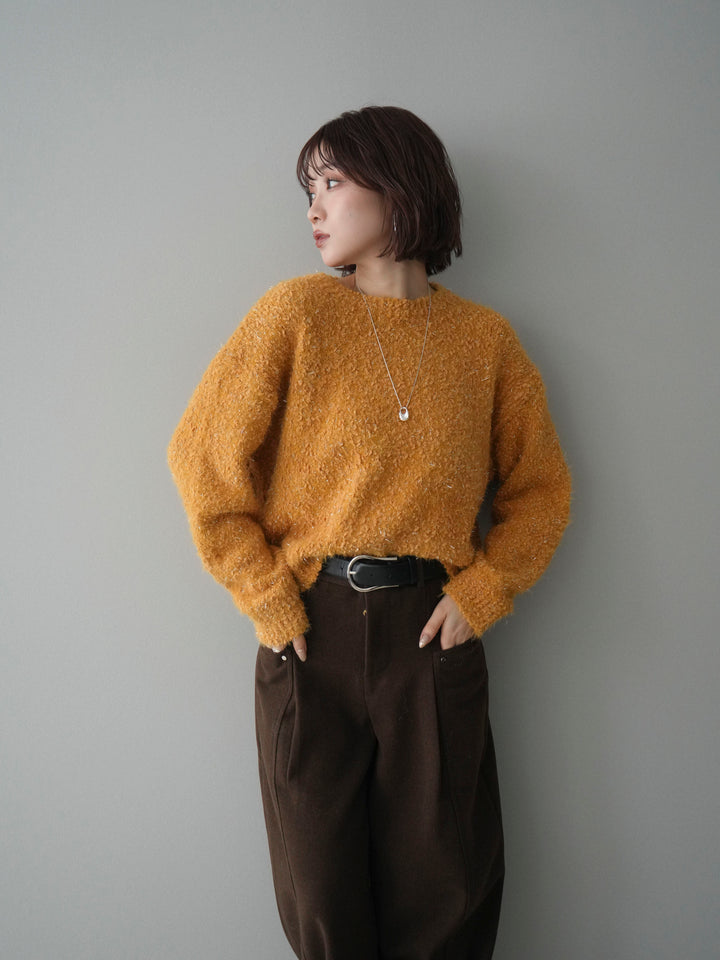 [予約]モールラメミックスヤーンニットプルオーバー/yellow
