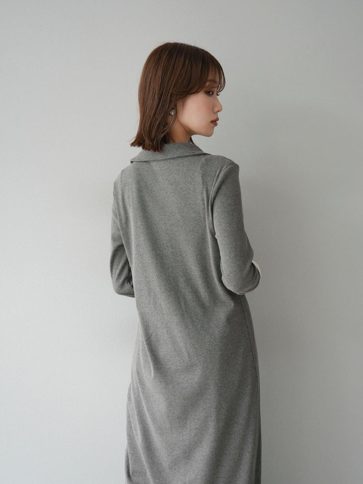 [SET]襟付きカットリブボタンワンピース+フラワープリントチュールレイヤードパンツ(2set)