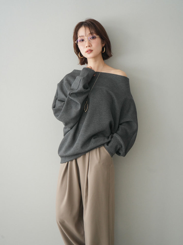 [SET]アシンメトリーオフショルポンチプルオーバー+選べるアクセセット(2set)