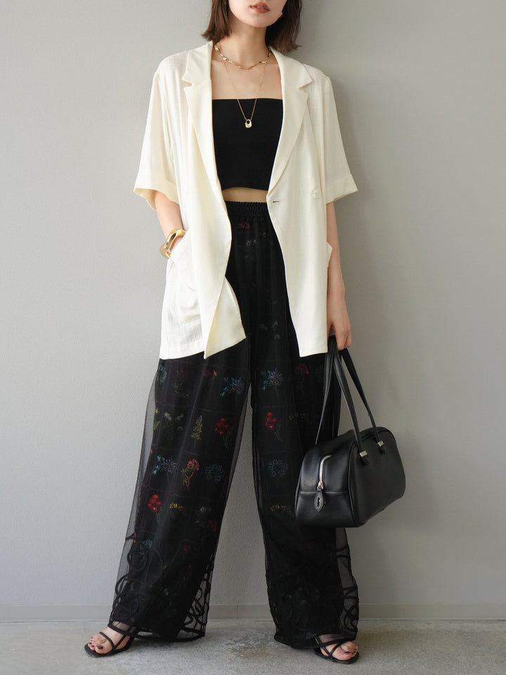 [予約]ライトリネンハーフスリーブジャケット/オフ