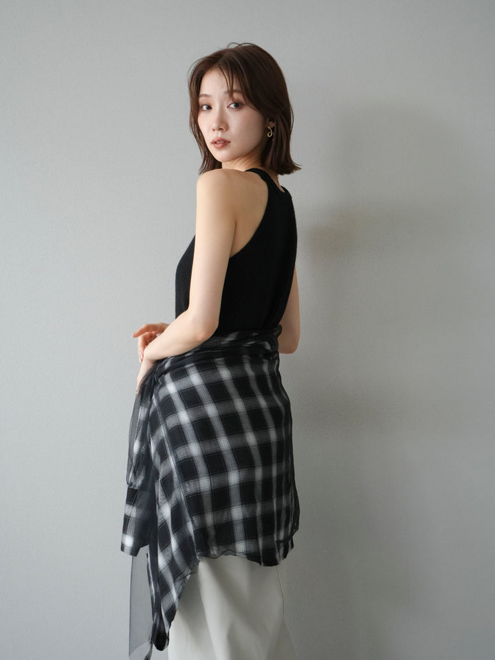 [予約]リブニットアメスリタンクトップ/ブラック