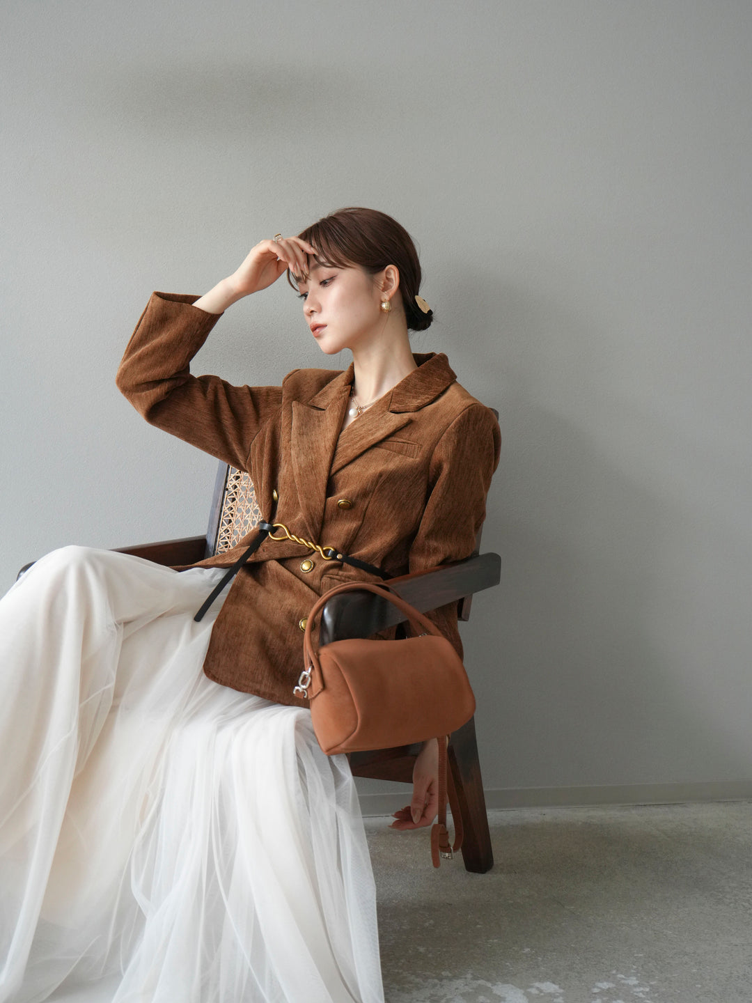 [SET]ベロアダブルジャケット+チュールボリュームスカート(2set)