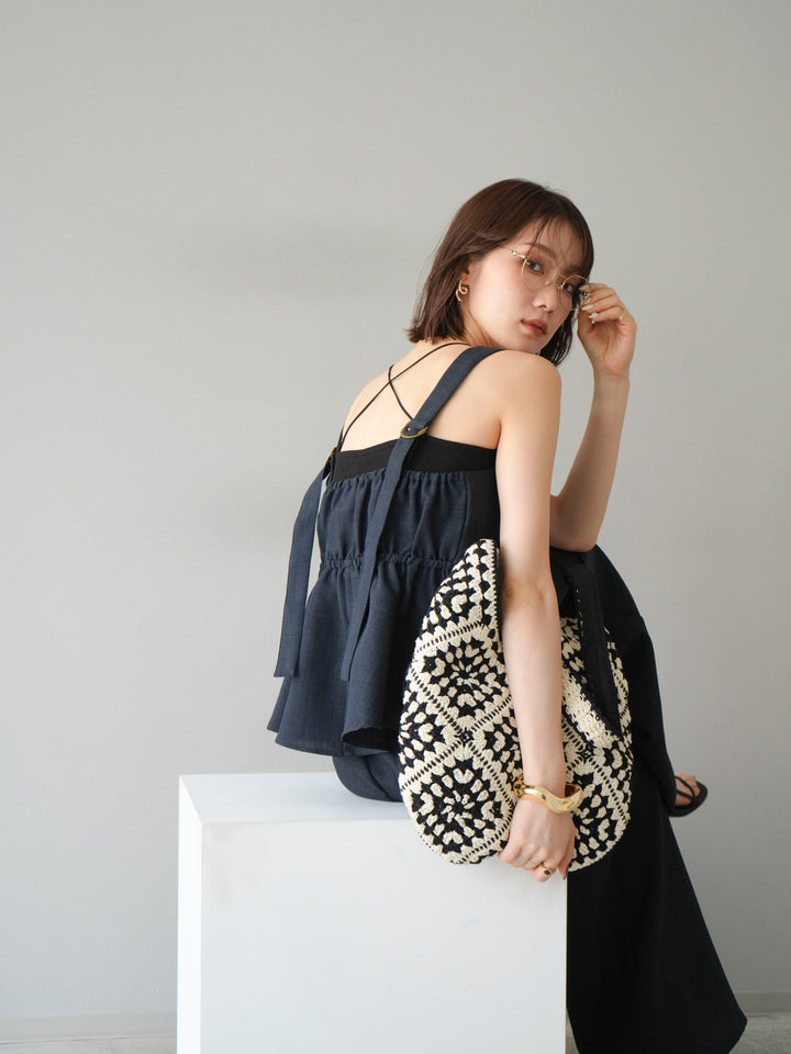 [予約]リネンライクビスチェ/チャコール