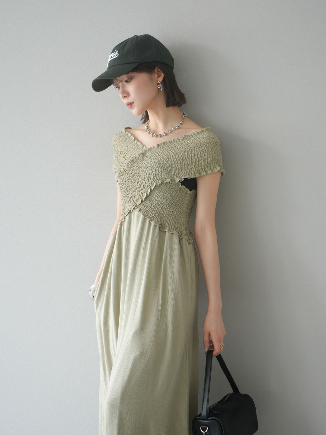 [SET]シャーリングクロスワンピース+シャーリングクロスワンピース(2set)