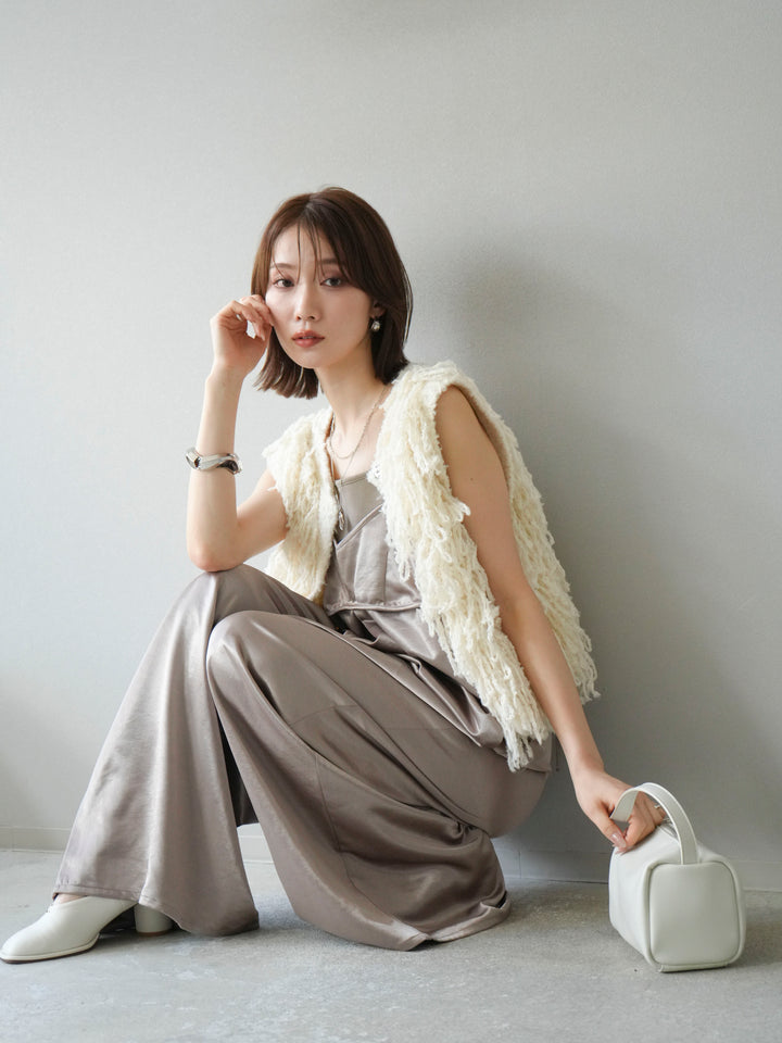 [予約]サテンビスチェオールインワン/グレージュ