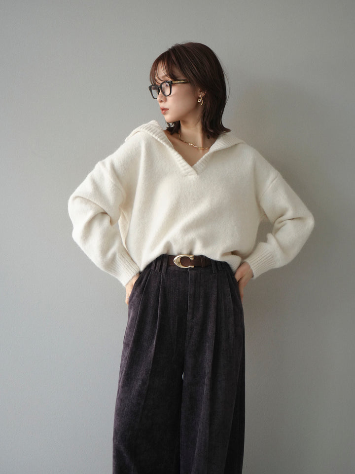 [予約]スキッパーニットプルオーバー/offwhite