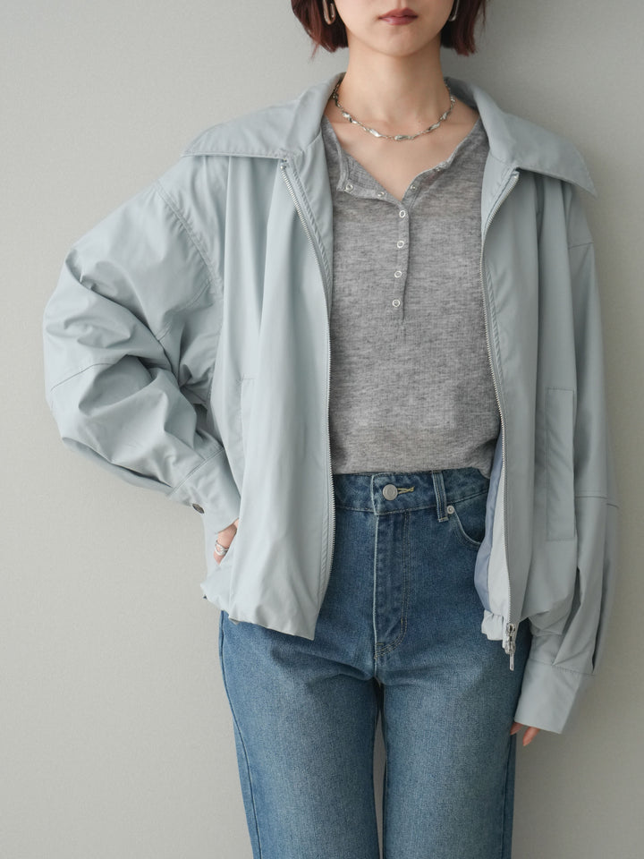 [予約]ウォッシャブルフェイクレザーバルーンジャケット/blue