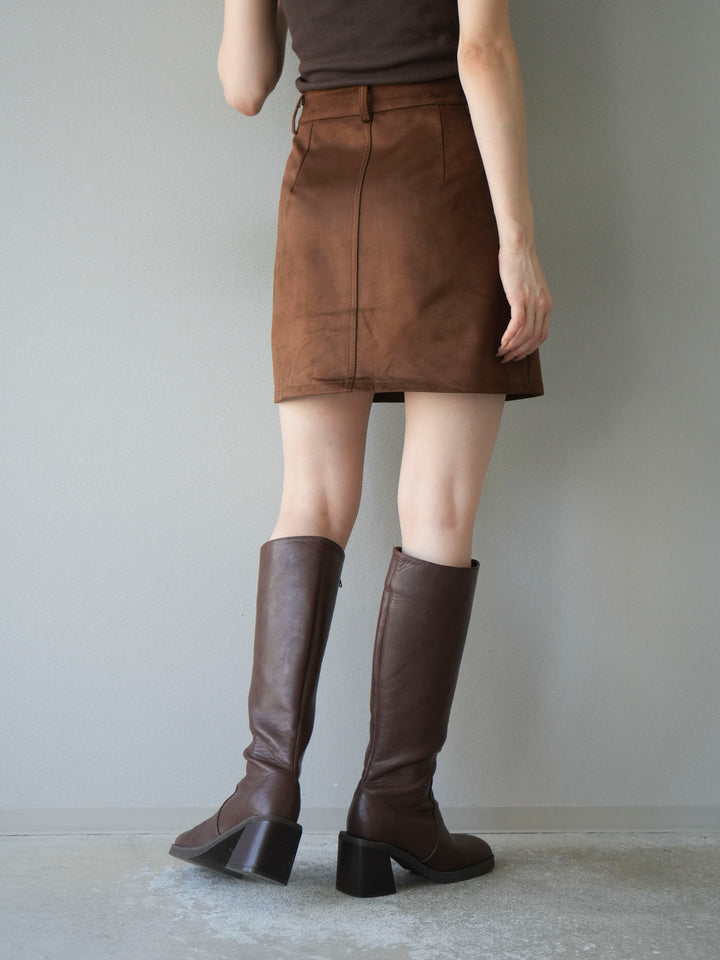 [予約]スエードペチパンツ付ミニスカート/ブラウン