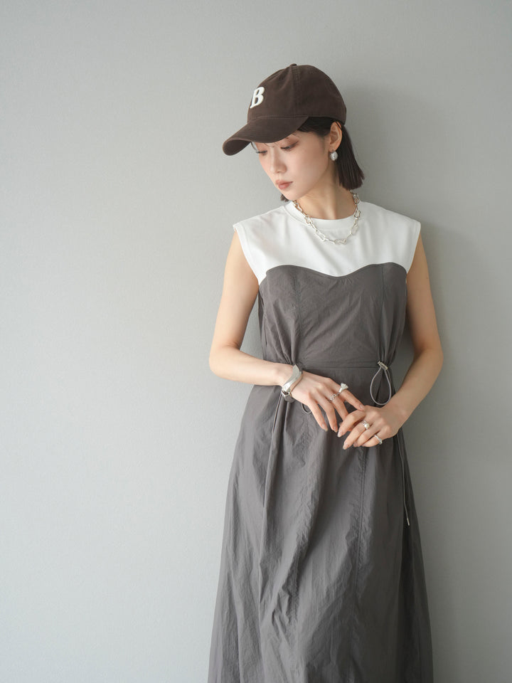 [SET] 剪裁對接尼龍洋裝 + 可選飾品套裝 (2 套)