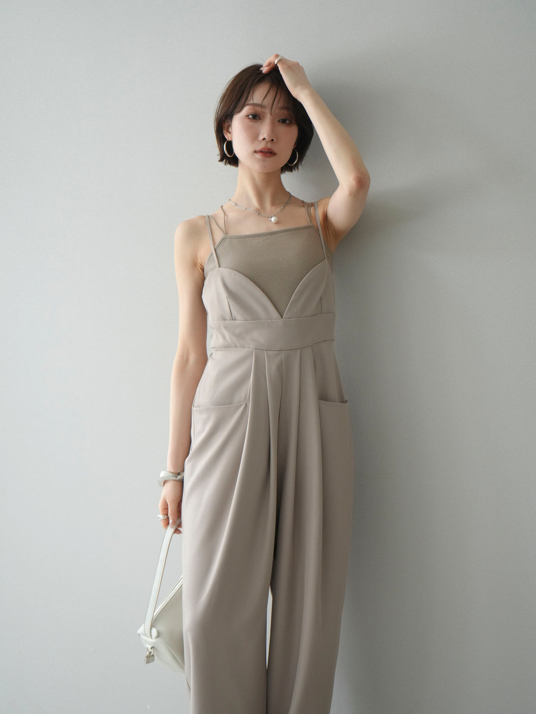 [予約]バックデザインサロペット/greige
