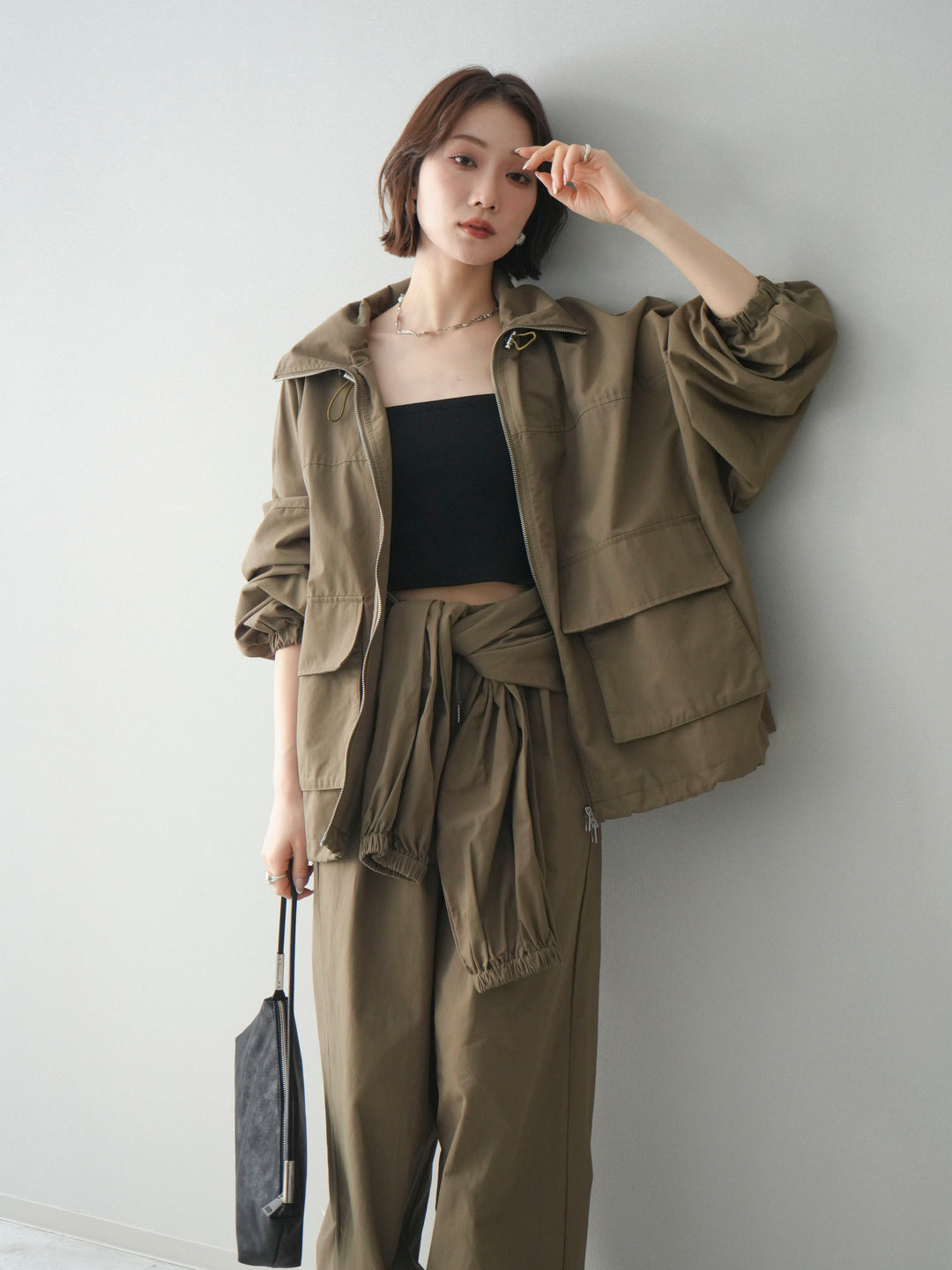 [予約]ビッグポケットコットンナイロンジップブルゾン/brown