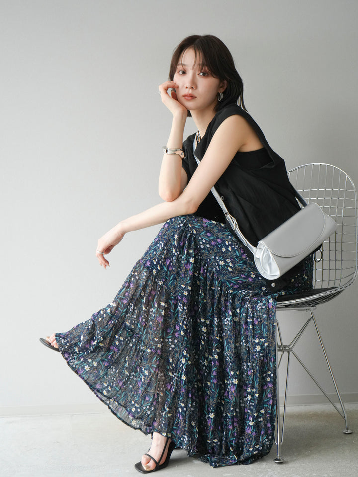 [SET]リネンライクドロストバルーンブルゾン+フラワーワッシャープリーツスカート(2set)