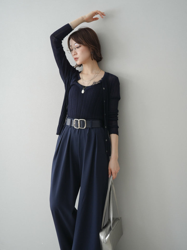 [予約]インナーレースキャミソール＆カーディガンアンサンブル/navy