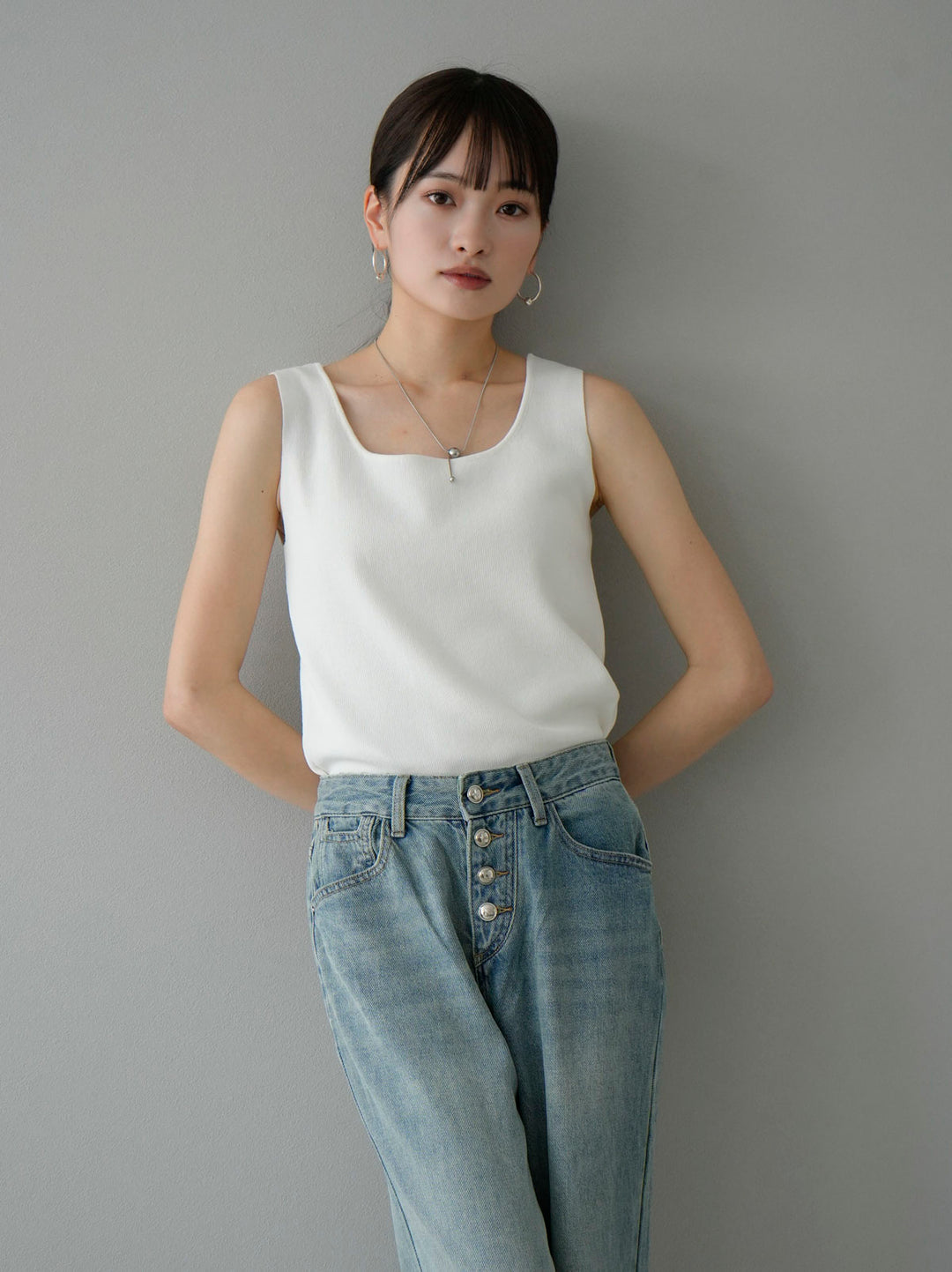 [Pre-order] Square Summer Knit Tank Top/White