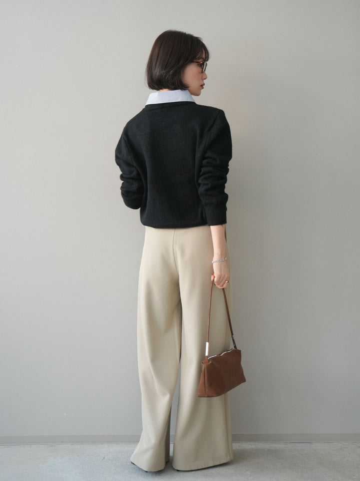 [予約]ウエストレースタックワイドパンツ/ivory