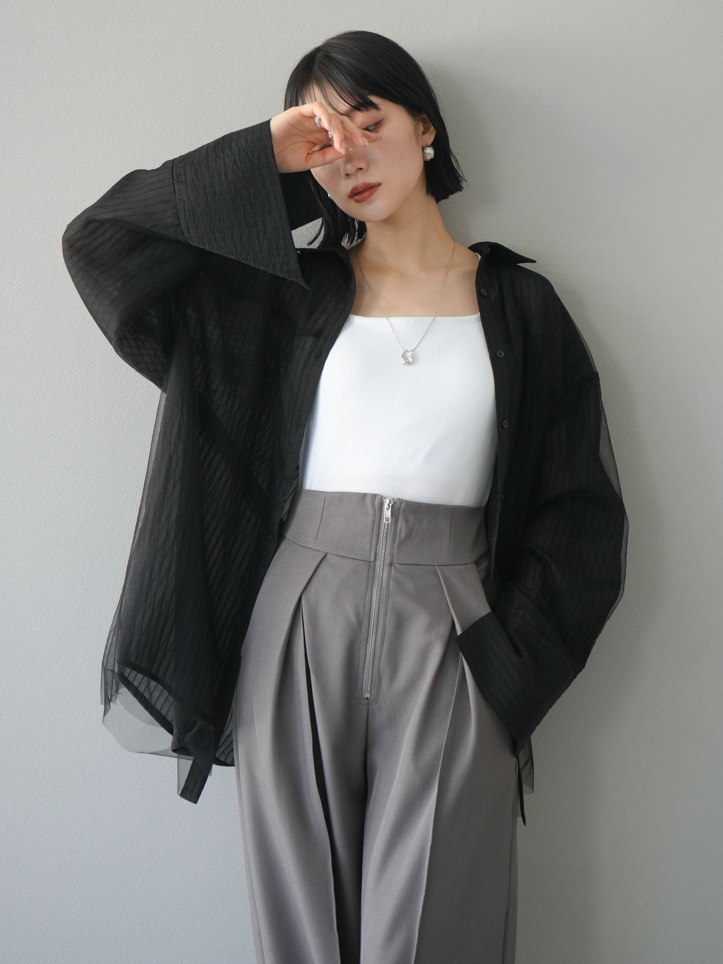 予約]チュールドッキングシアーストライプビッグカフスオーバー