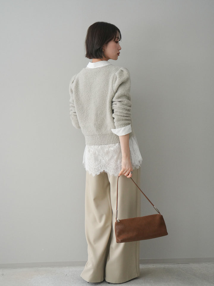 [予約]ウエストレースタックワイドパンツ/ivory