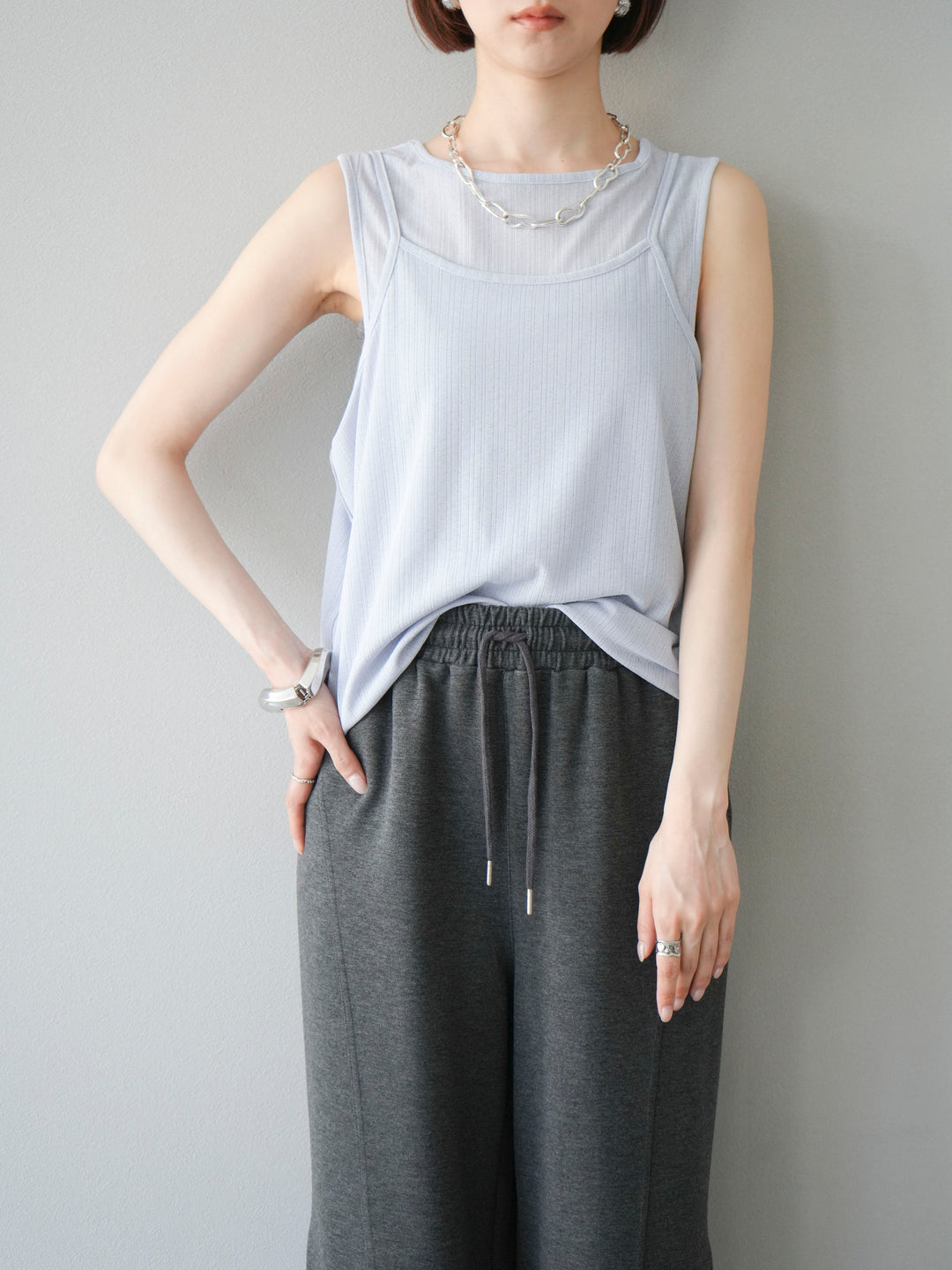 [予約]アイスタッチ2WAYデザインキャミタンク/ブルー