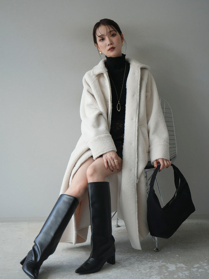 [予約]ボアxムートンロングコート/ivory