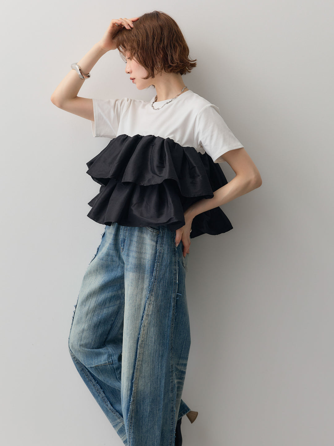 [SET]フリルティアードTEE+選べるアクセセット(2set)