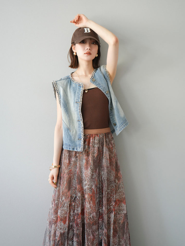 [予約]レーヨンニットキャミソール/ブラウン