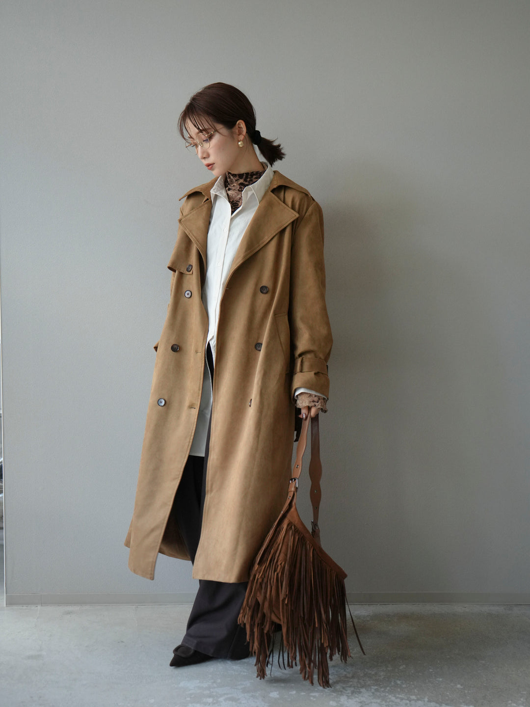 [予約]スエードトレンチコート/キャメル