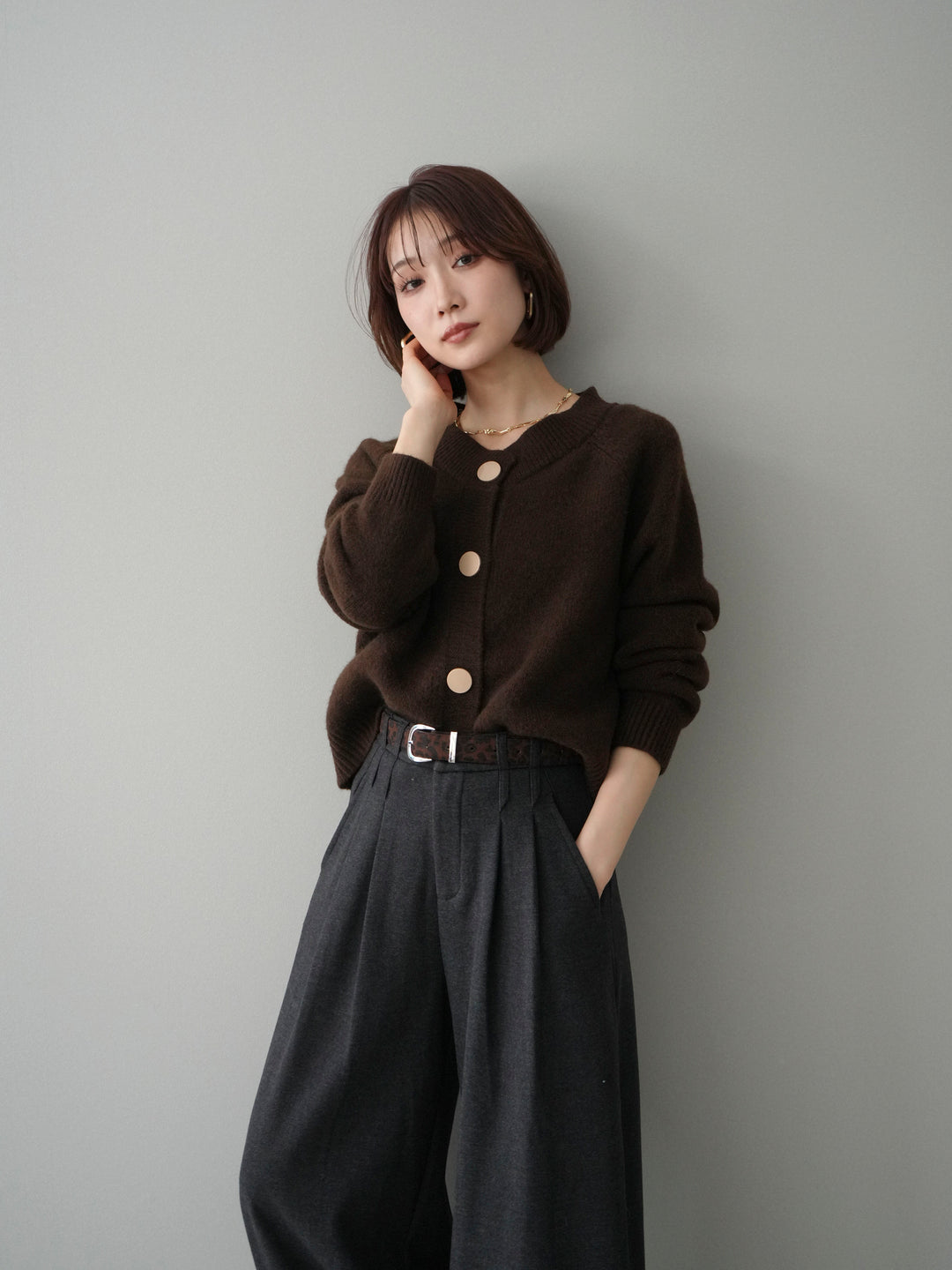 [SET]BIGボタンニットカーディガン+BIGボタンニットカーディガン(2set)