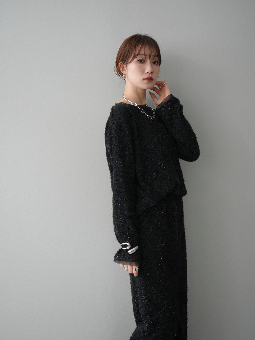 [SET]ラメシャギートップス+選べるアクセセット(2set)