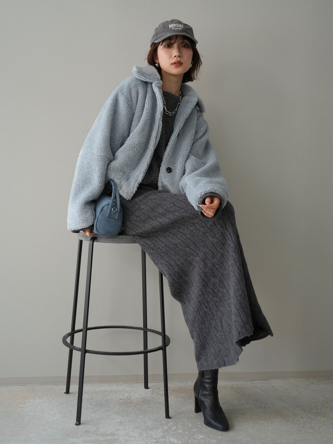 [予約]エコファーステンカラージャケット/blue