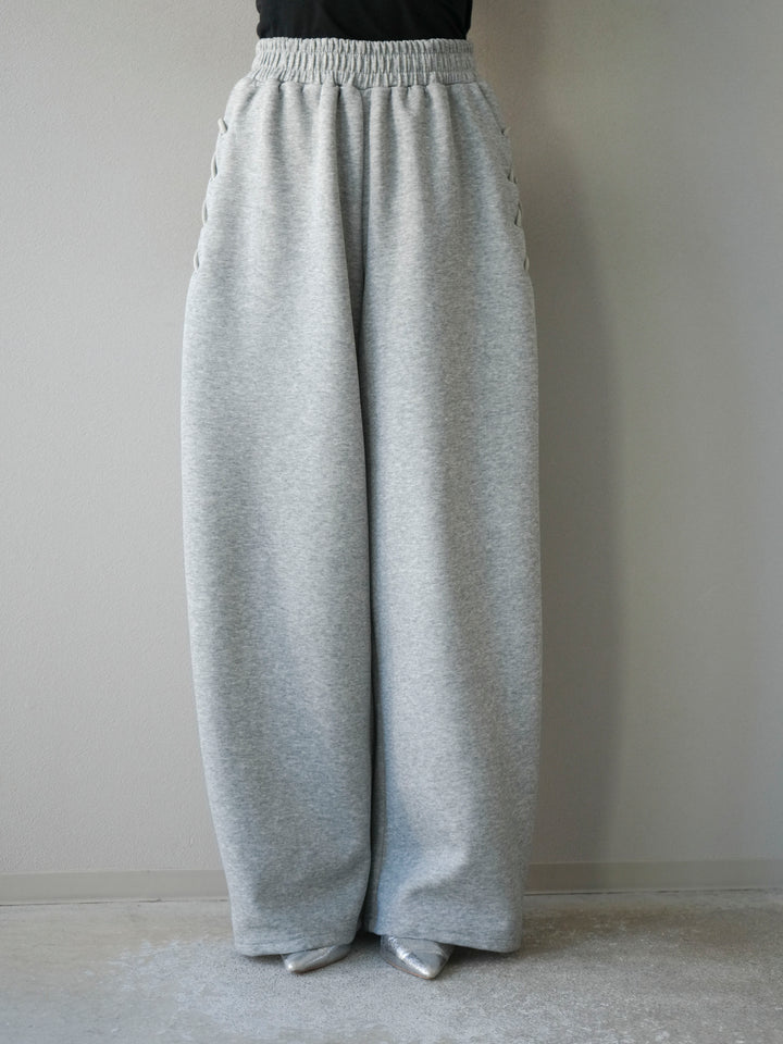 [予約]サイドレースアップスウェットワイドパンツ/グレー