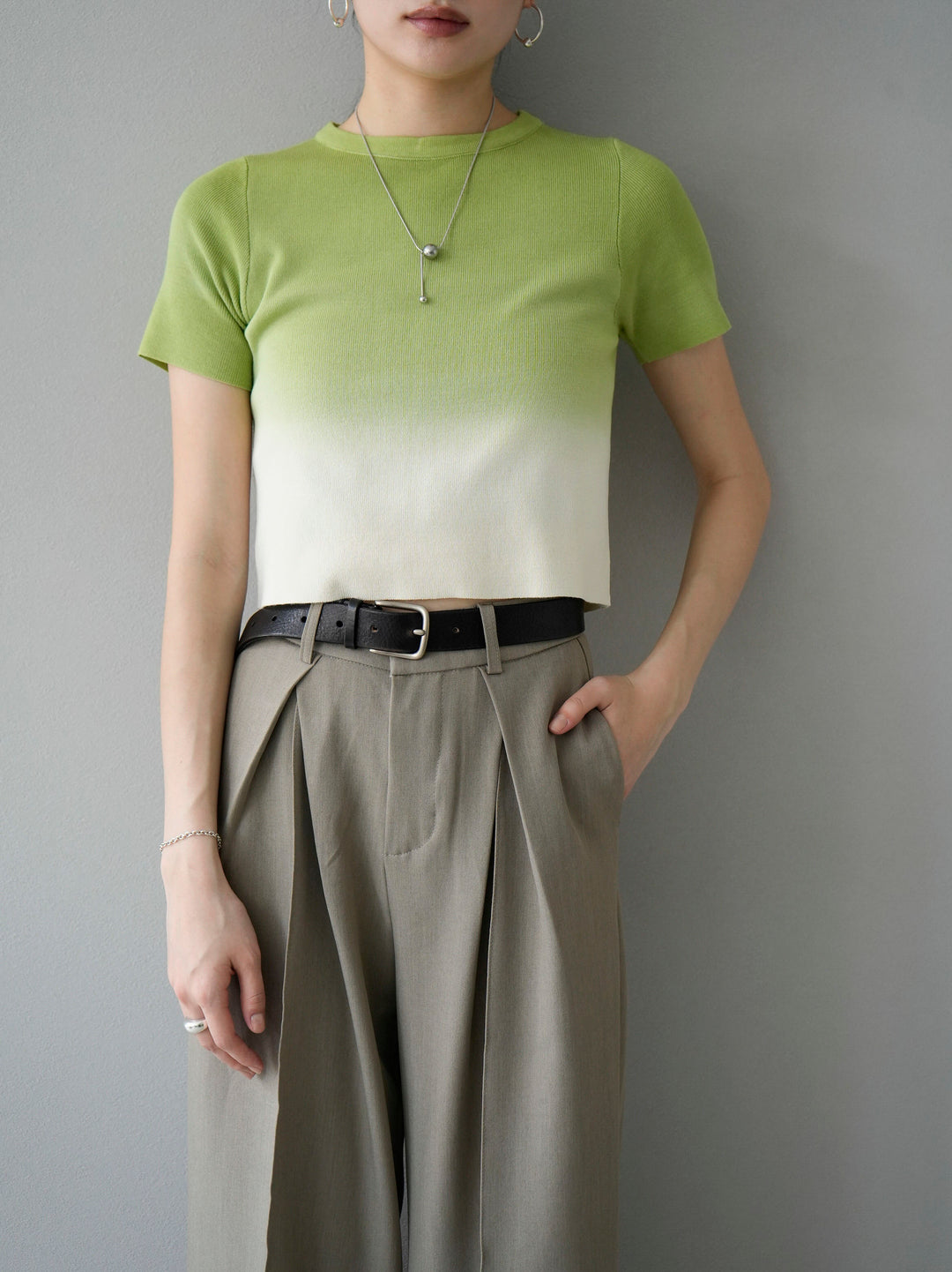 [Pre-order] Gradient knit T-shirt/Green
