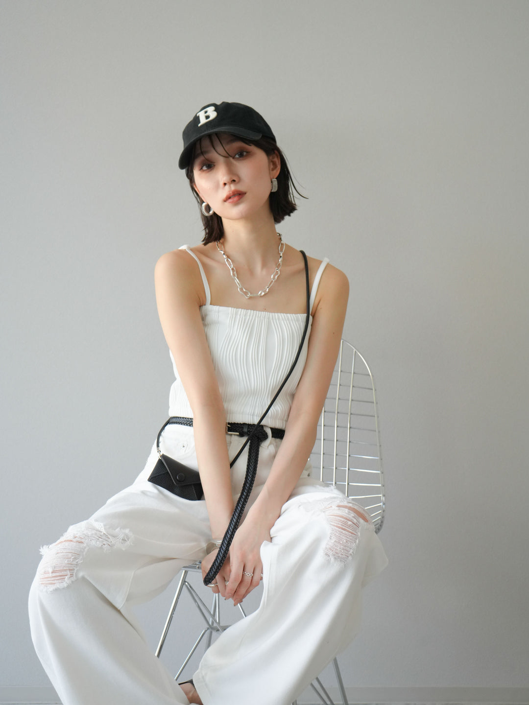 [SET]ウェーブパイピングカップ付ベアキャミソール+ウェーブパイピングカップ付ベアキャミソール(2set)