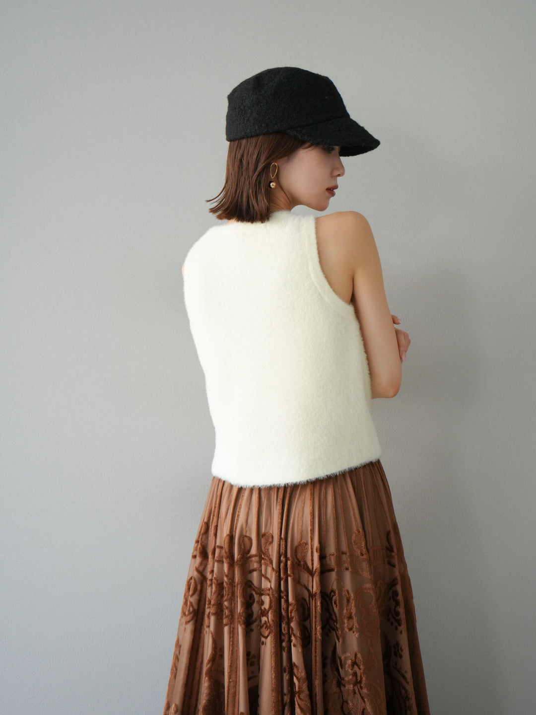 [予約]シャギーニットタンクトップ/アイボリー