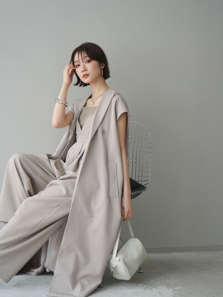 [予約]フレンチスリーブロングジレ/greige