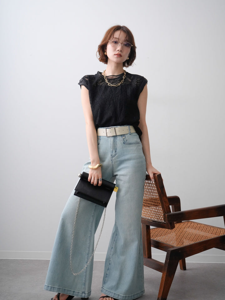 [SET]スカラップヘムレーストップス+選べるアクセセット(2set)