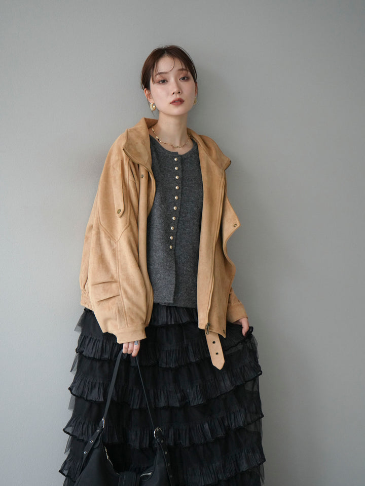 [予約]スエードライダースジャケット/ベージュ
