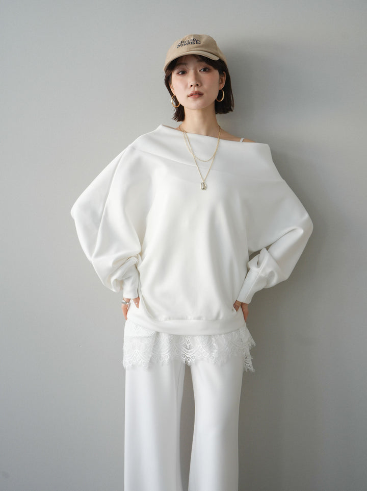 [SET]アシンメトリーオフショルポンチプルオーバー+選べるアクセセット(2set)