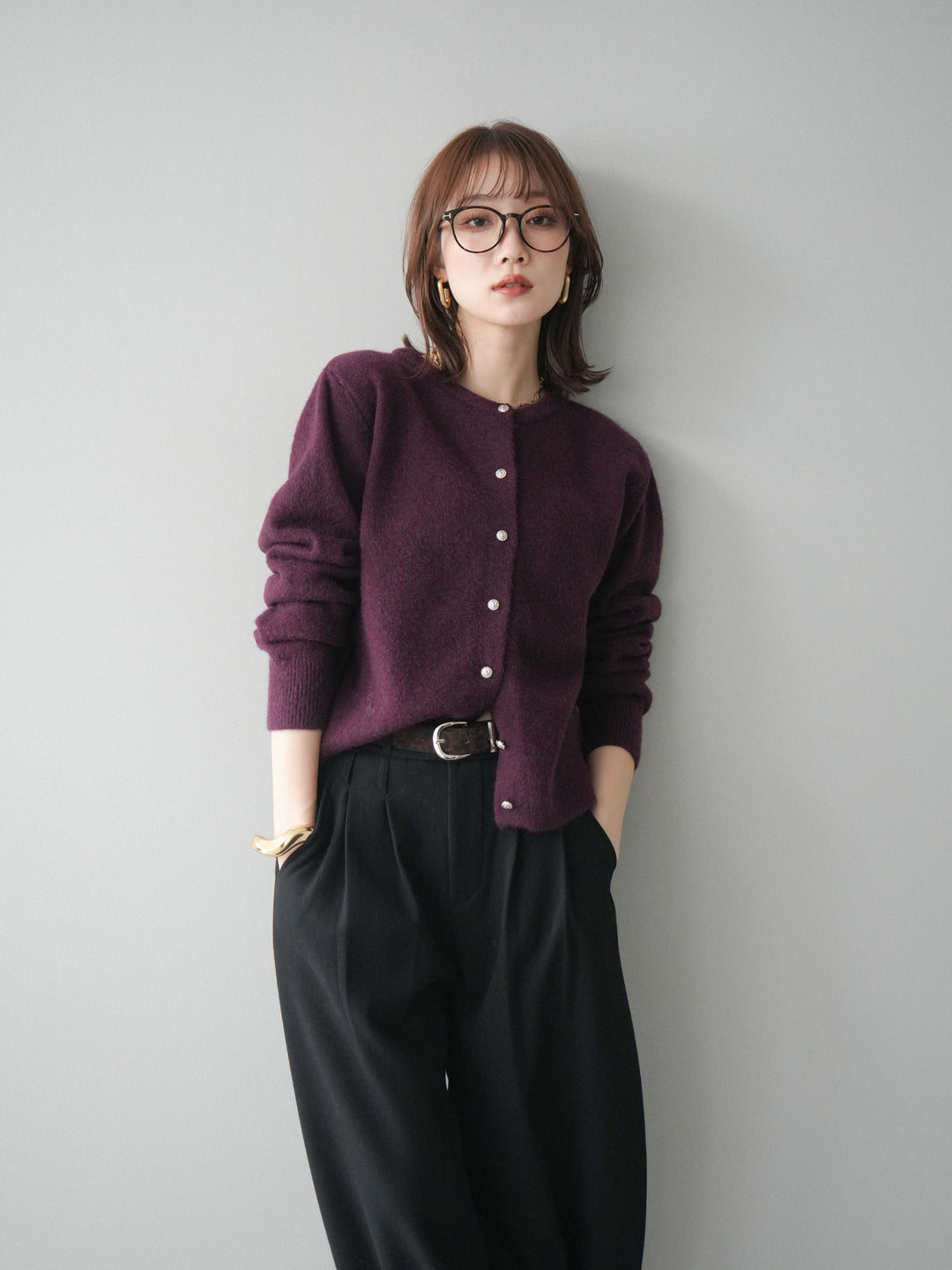 [SET]アンティークボタンニットカーディガン+アンティークボタンニットカーディガン(2set)