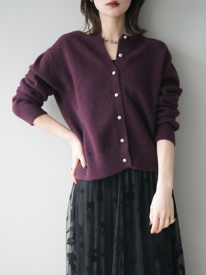 [SET]アンティークボタンニットカーディガン+選べるアクセセット(2set)