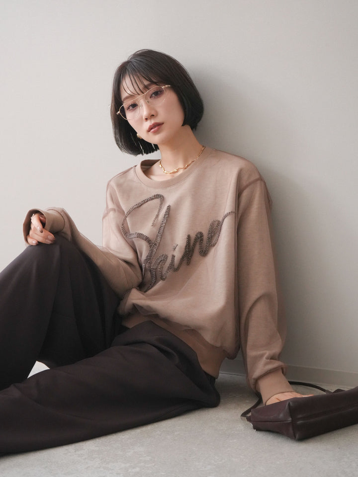 [予約]チュールレイヤードロゴスエットプルオーバー/beige