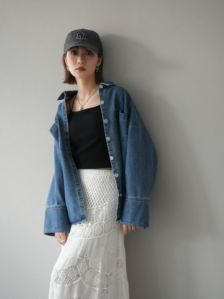 [予約]デニムBIGカフスシャツ/ブルー　