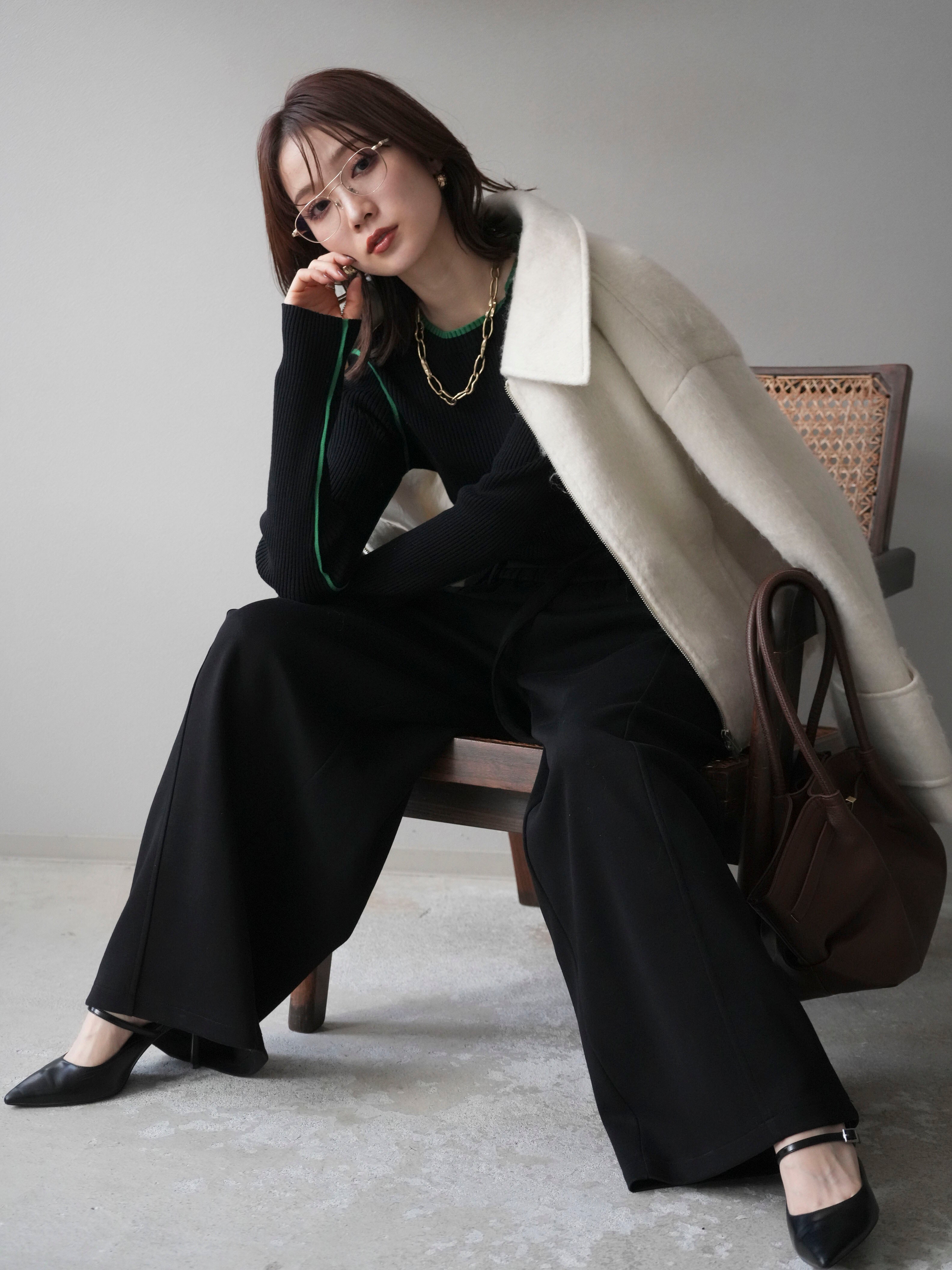 予約]袖ビックループシャギージップブルゾン/ivory – Lumier