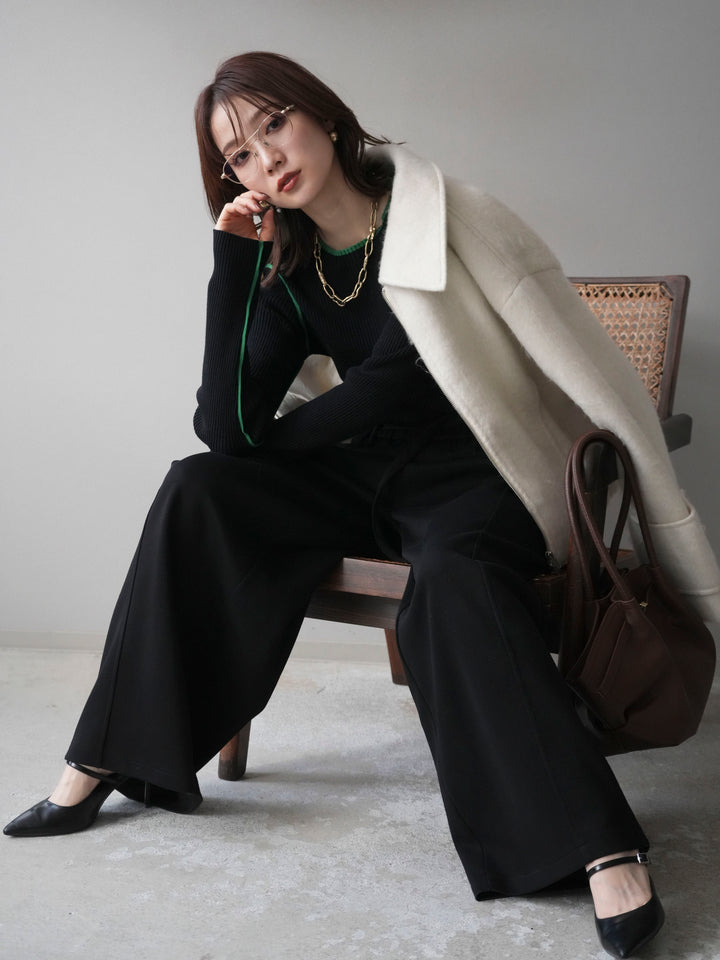 [予約]袖ビックループシャギージップブルゾン/ivory