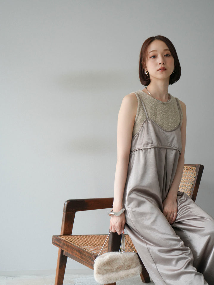 [予約]ブークレニットタンクトップ/ベージュ