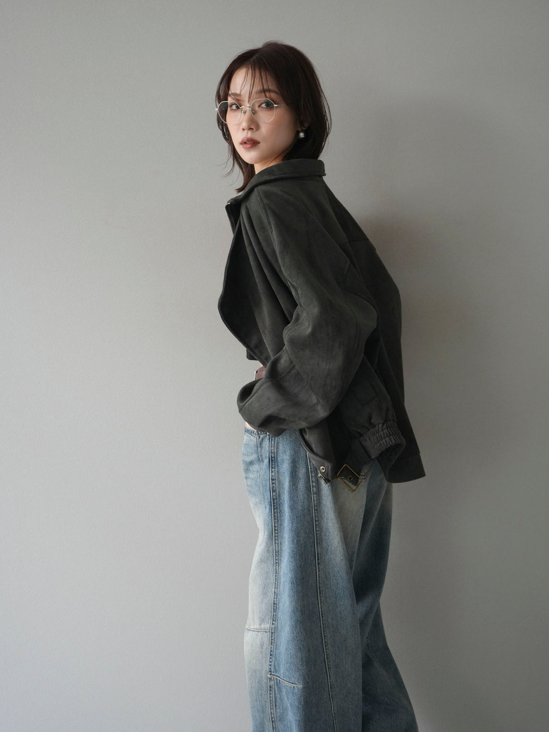 [予約]スエードライダースミドルジャケット/black