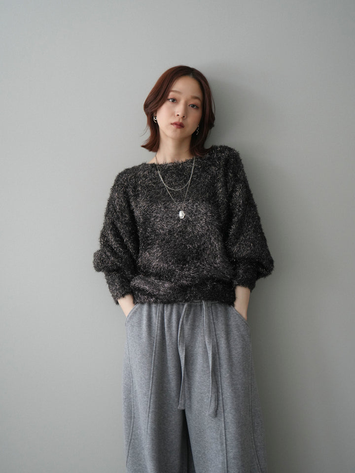 [予約]ラメシャギードルマンニットプルオーバー/brown