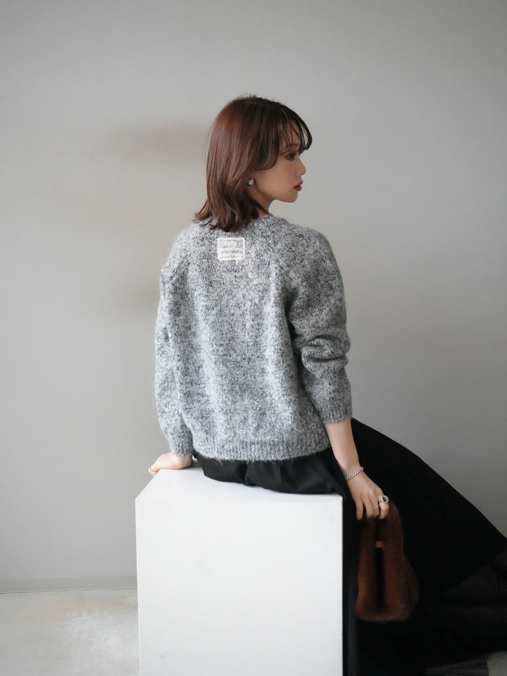 [予約]ロゴラベルミックスヤーンニットプルオーバー/gray