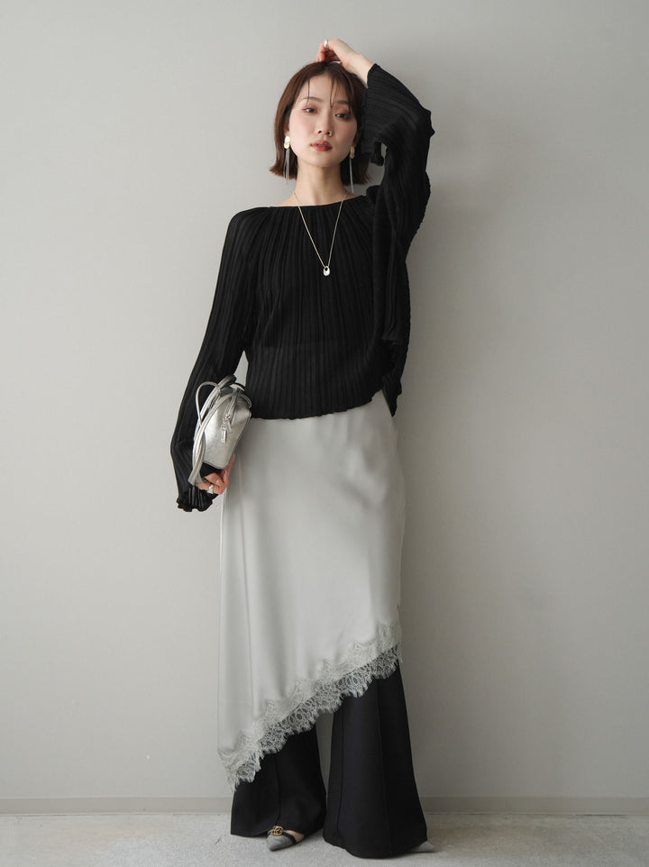 [予約]センターシームフレアパンツ/black